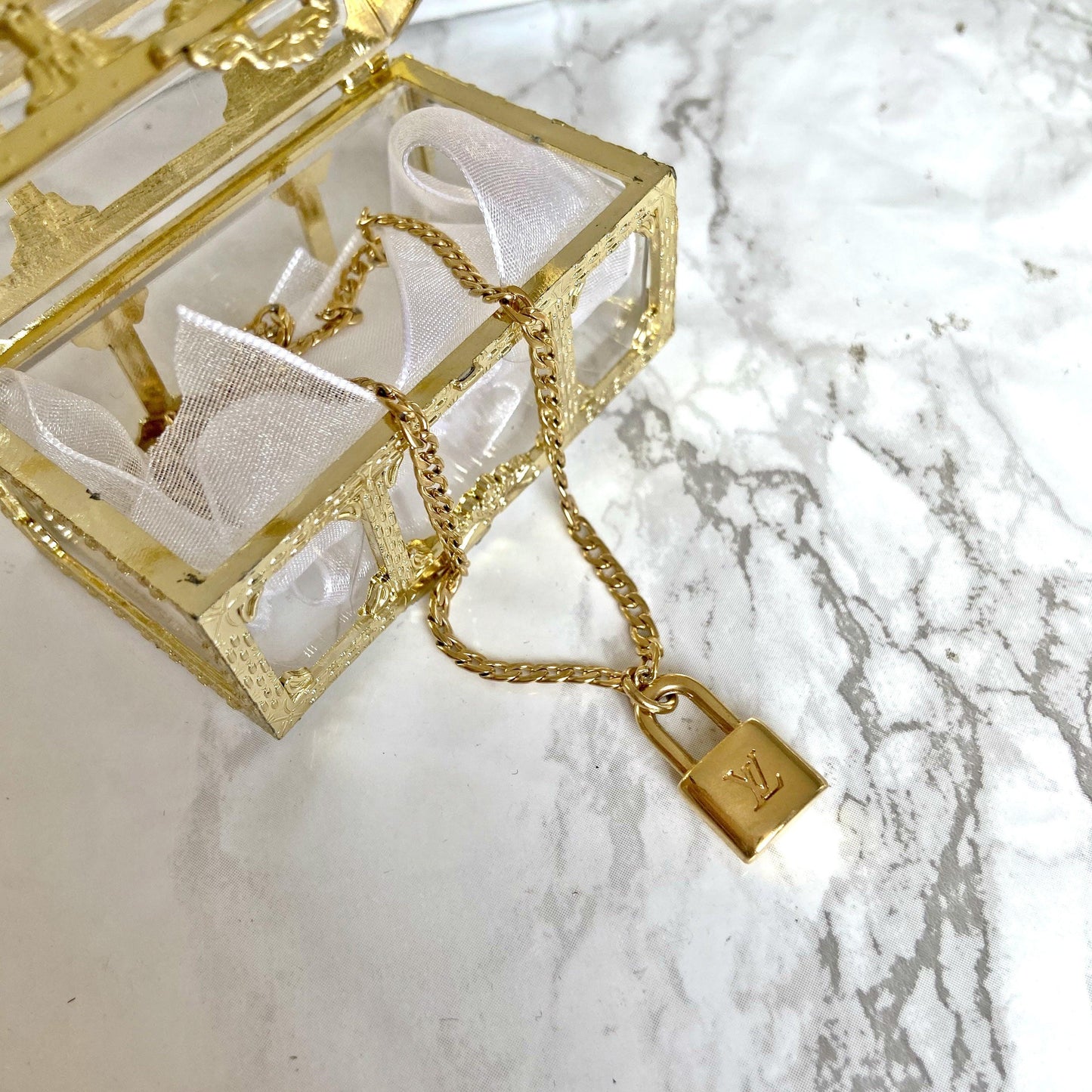 Authentic Louis Vuitton Pendant Lock- Reworked Necklace