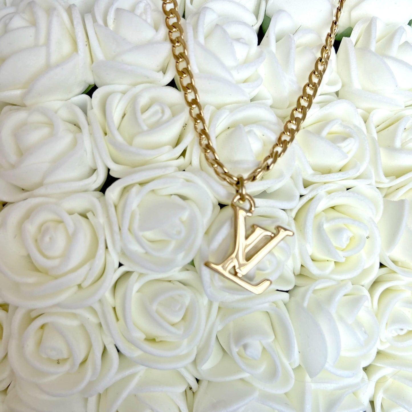 Authentic Louis Vuitton Logo Pendant- Necklace