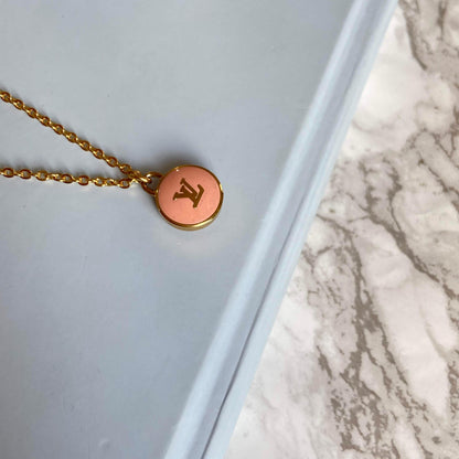 Authentic Louis Vuitton Logo Peach Pendant- Necklace