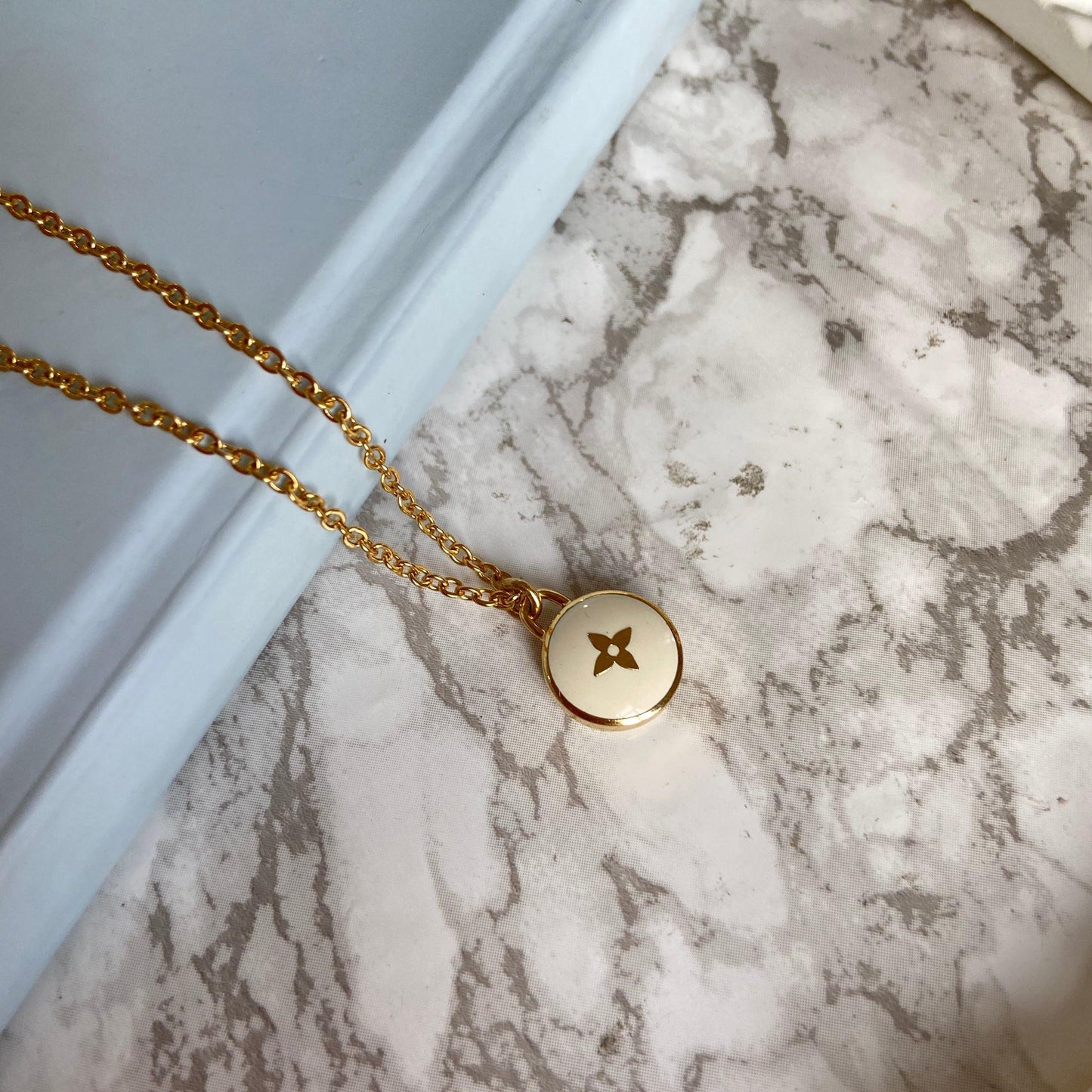 Authentic Louis Vuitton White Pendant- Necklace
