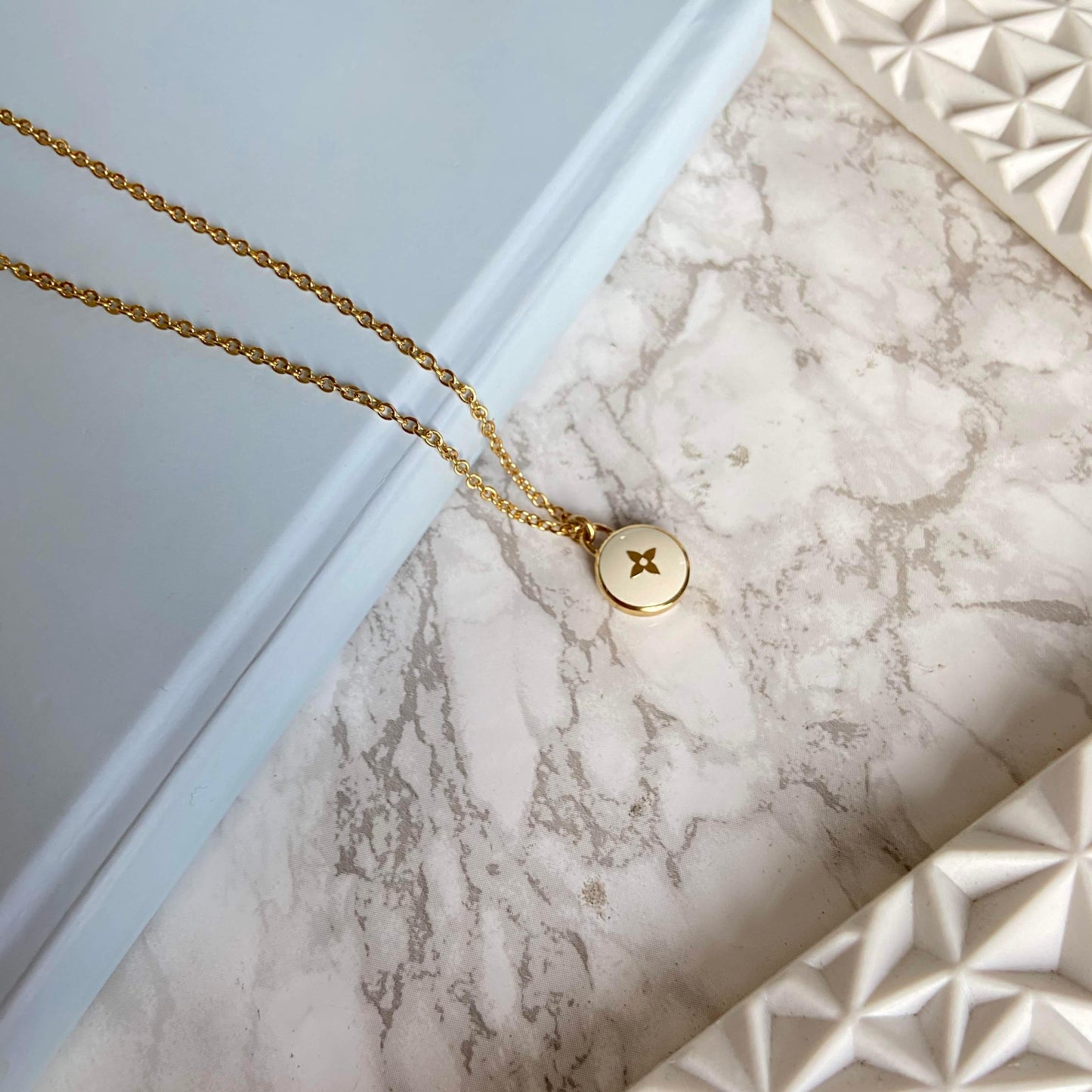 Authentic Louis Vuitton White Pendant- Necklace
