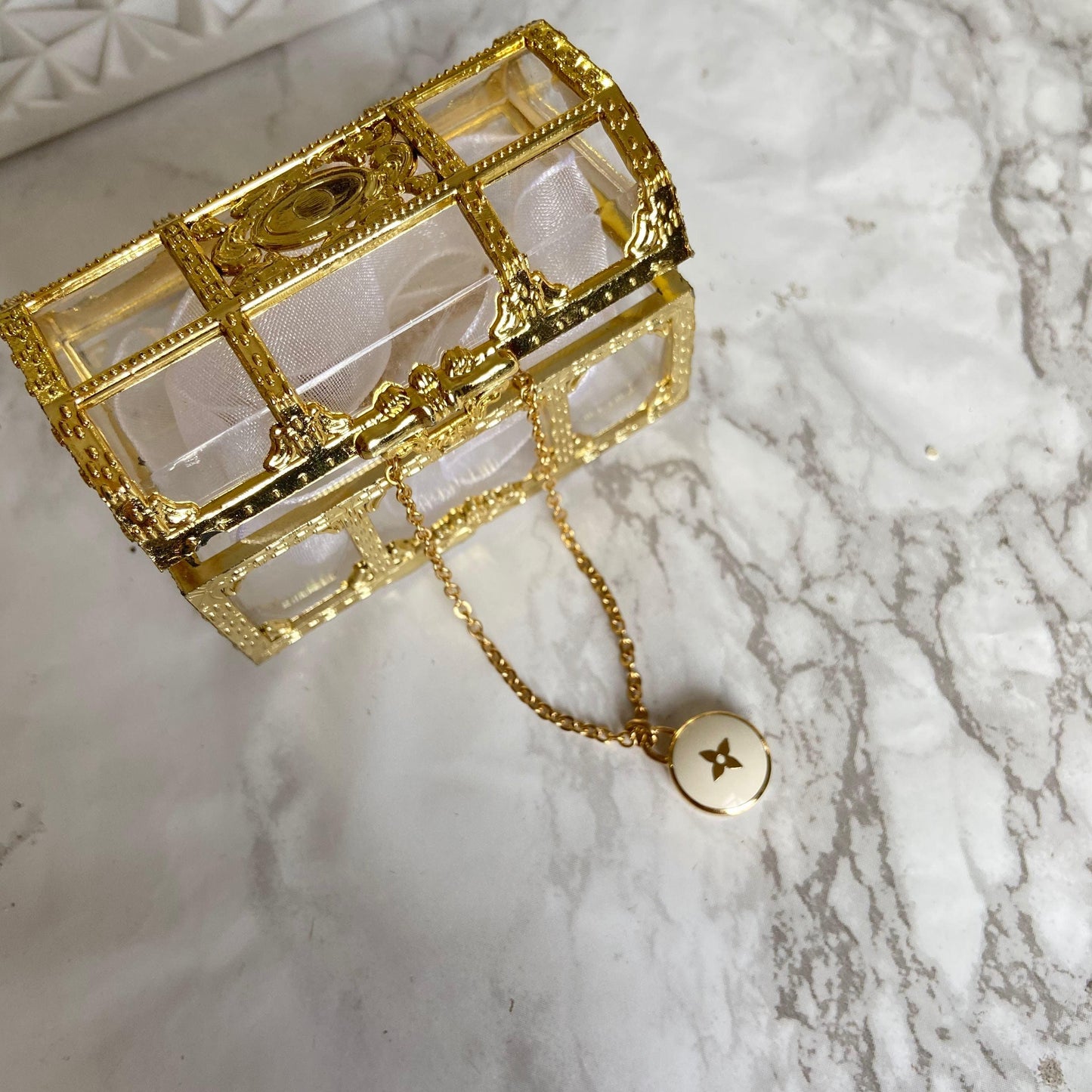 Authentic Louis Vuitton White Pendant- Necklace