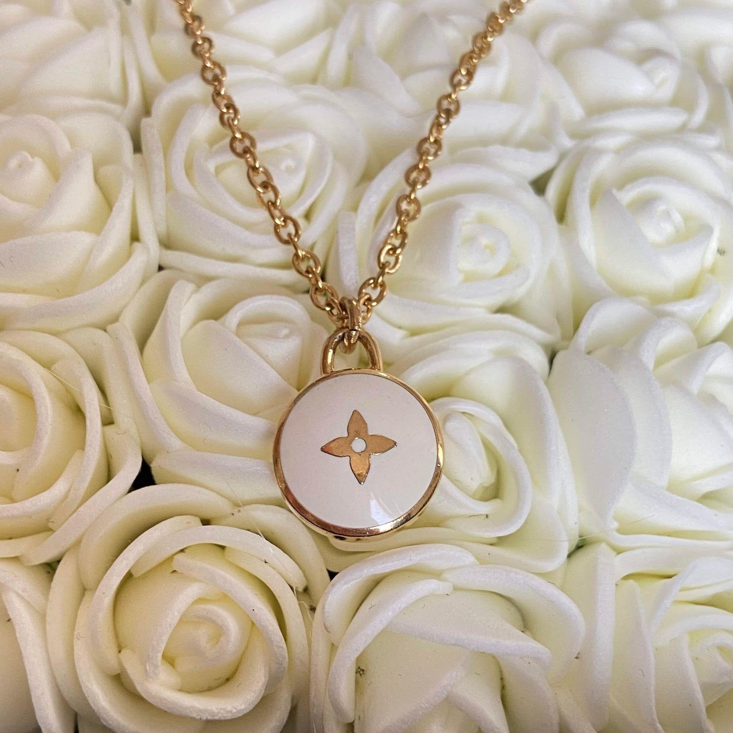Authentic Louis Vuitton White Pendant- Necklace