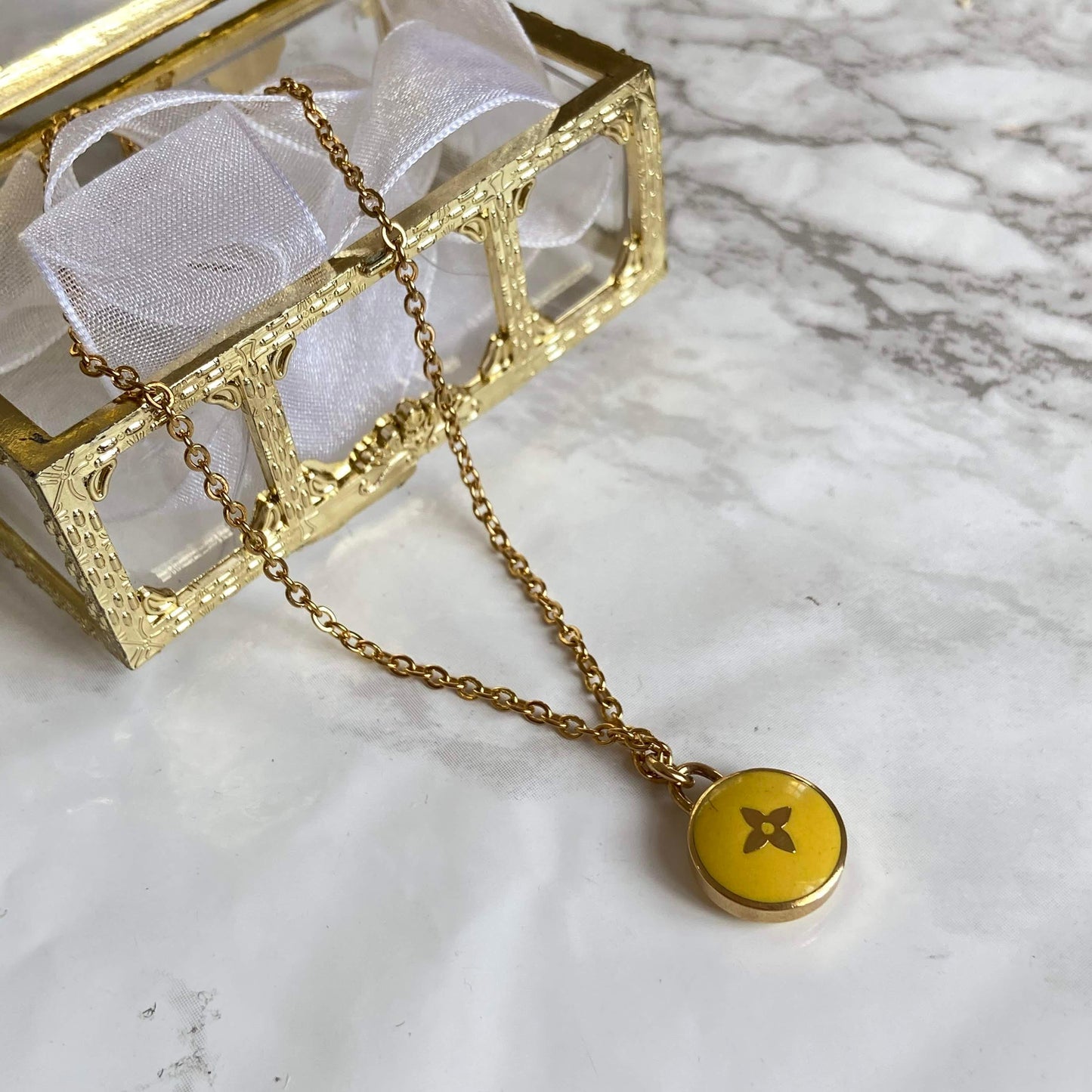 Authentic Louis Vuitton Yellow Pendant Pastilles- Necklace