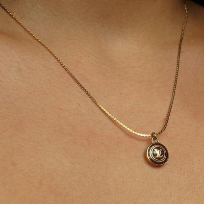 Authentic Louis Vuitton Nude Logo Chocolate Pendant Necklace