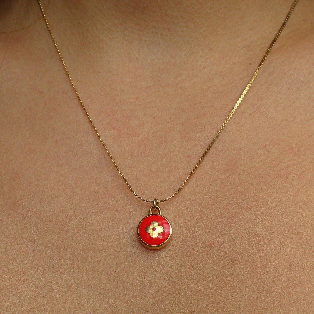 Authentic Louis Vuitton Red Pendant Pastilles Roses- Repurposed Necklace
