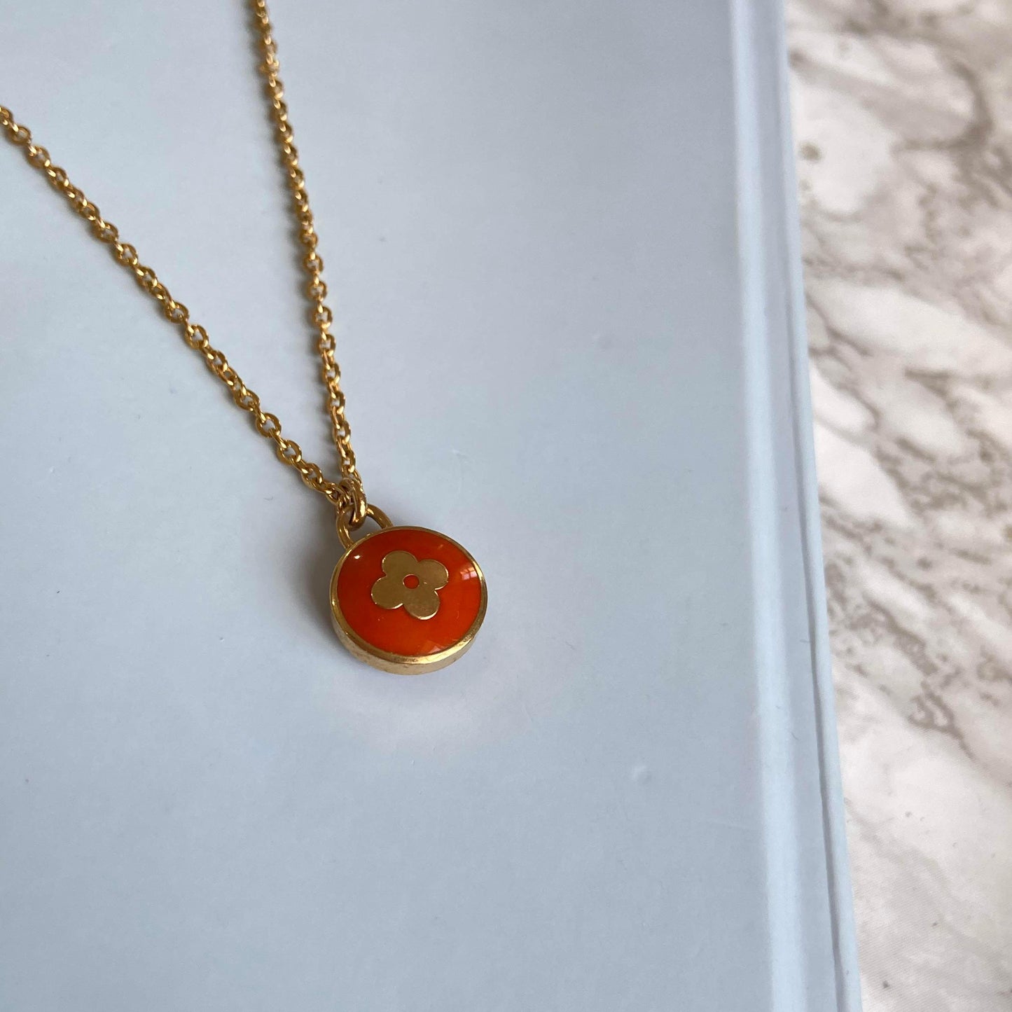 Authentic Louis Vuitton Tangerine Pendant- Necklace