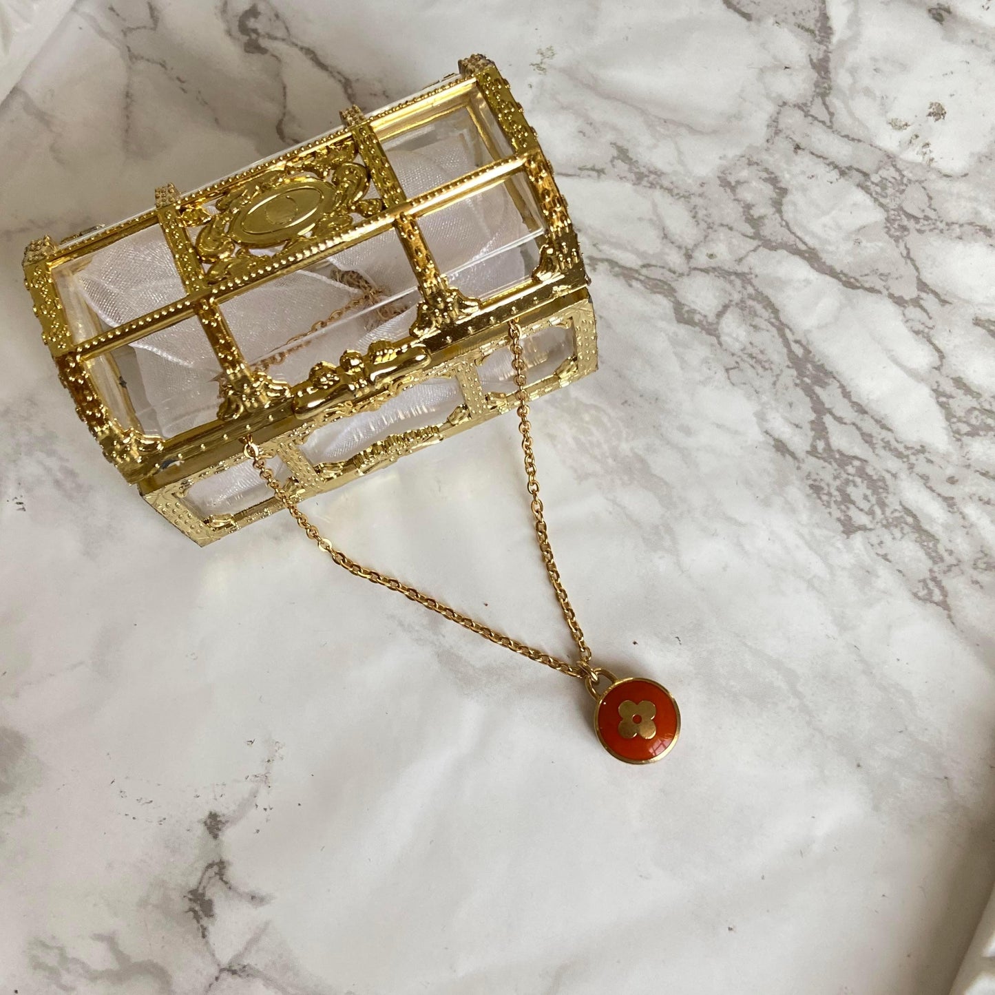 Authentic Louis Vuitton Tangerine Pendant- Necklace