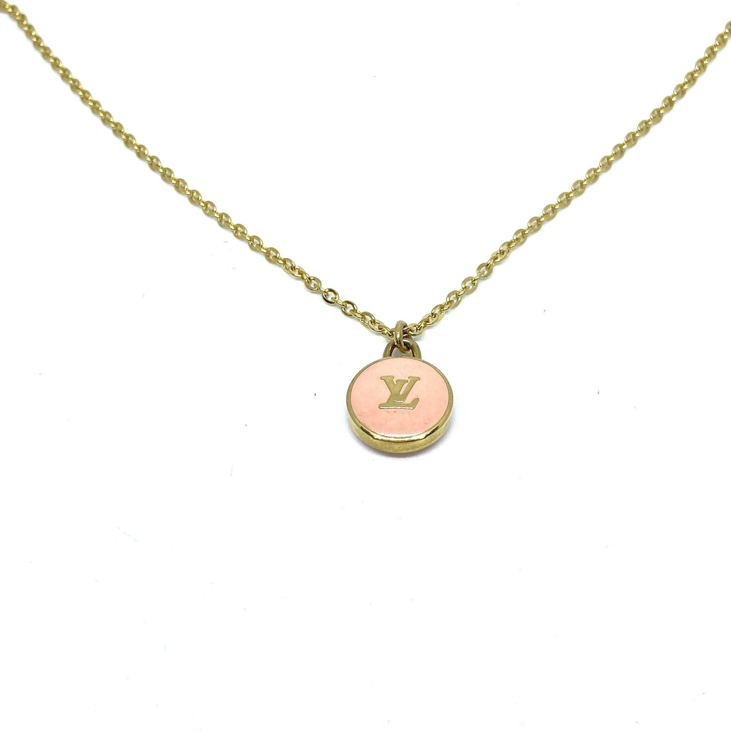Authentic Louis Vuitton Logo Peach Pendant- Necklace