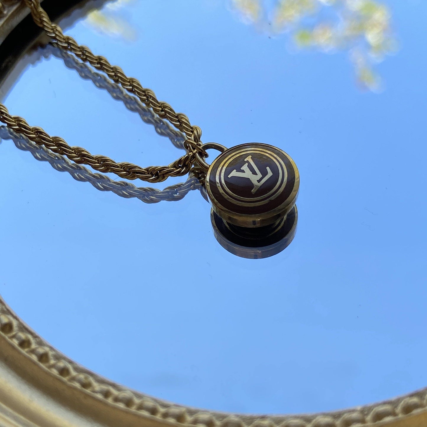 Authentic Louis Vuitton Sienna Logo- Repurposed Necklace