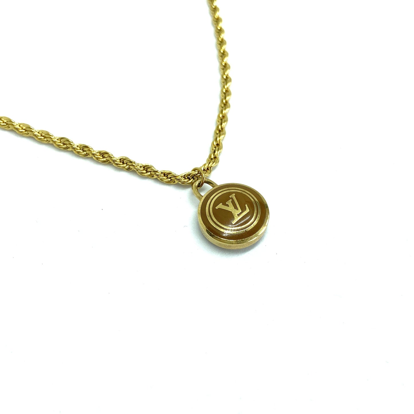 Authentic Louis Vuitton Sienna Logo- Repurposed Necklace