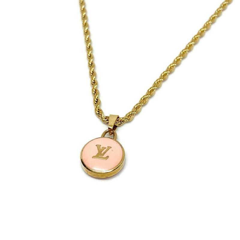 Authentic Louis Vuitton Logo Peach Pendant- Necklace