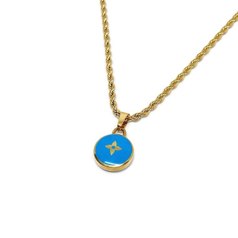 Authentic Louis Vuitton Blue Pendant- Necklace Pastilles Pendant
