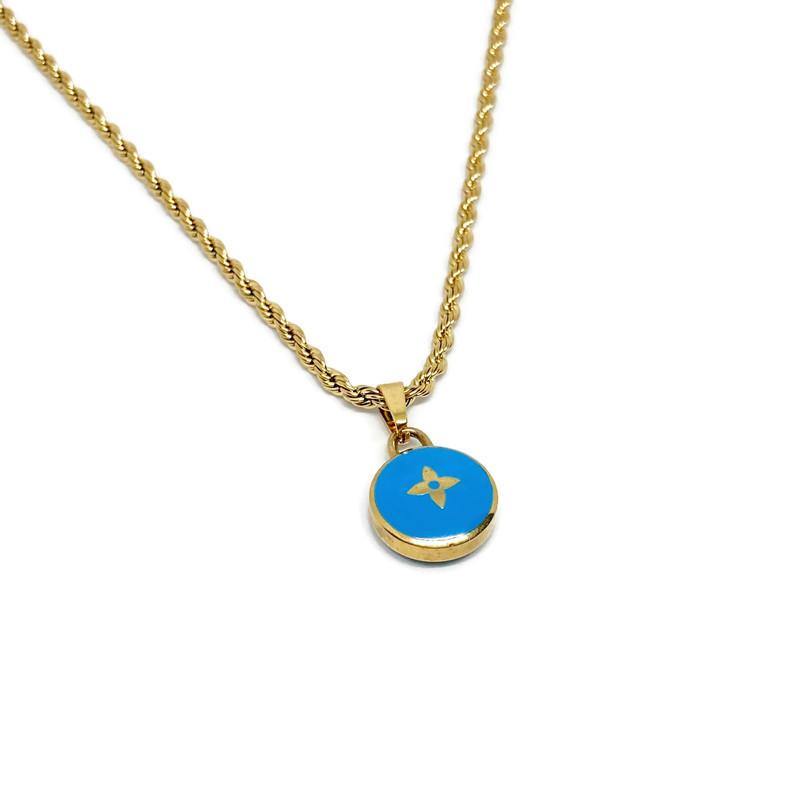 Authentic Louis Vuitton Blue Pendant- Necklace Pastilles Pendant