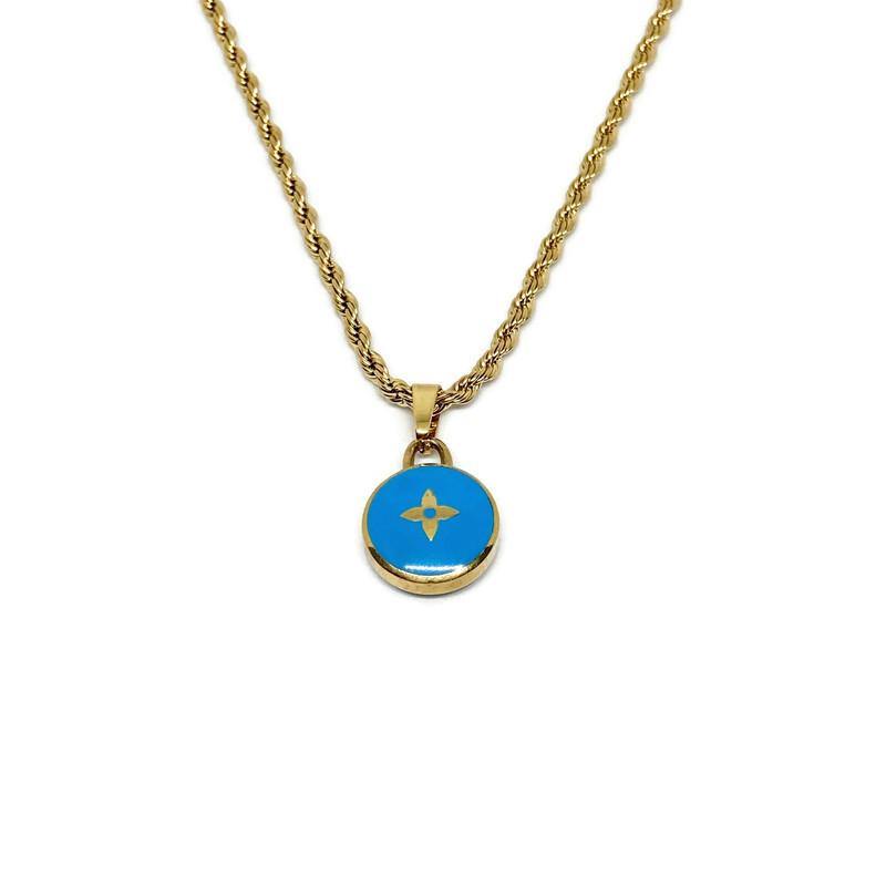 Authentic Louis Vuitton Blue Pendant- Necklace Pastilles Pendant
