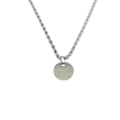 Gift Edition - Repurposed Authentic Silver Prada Mini circle tag - Necklace