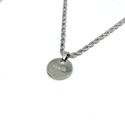 Gift Edition - Repurposed Authentic Silver Prada Mini circle tag - Necklace
