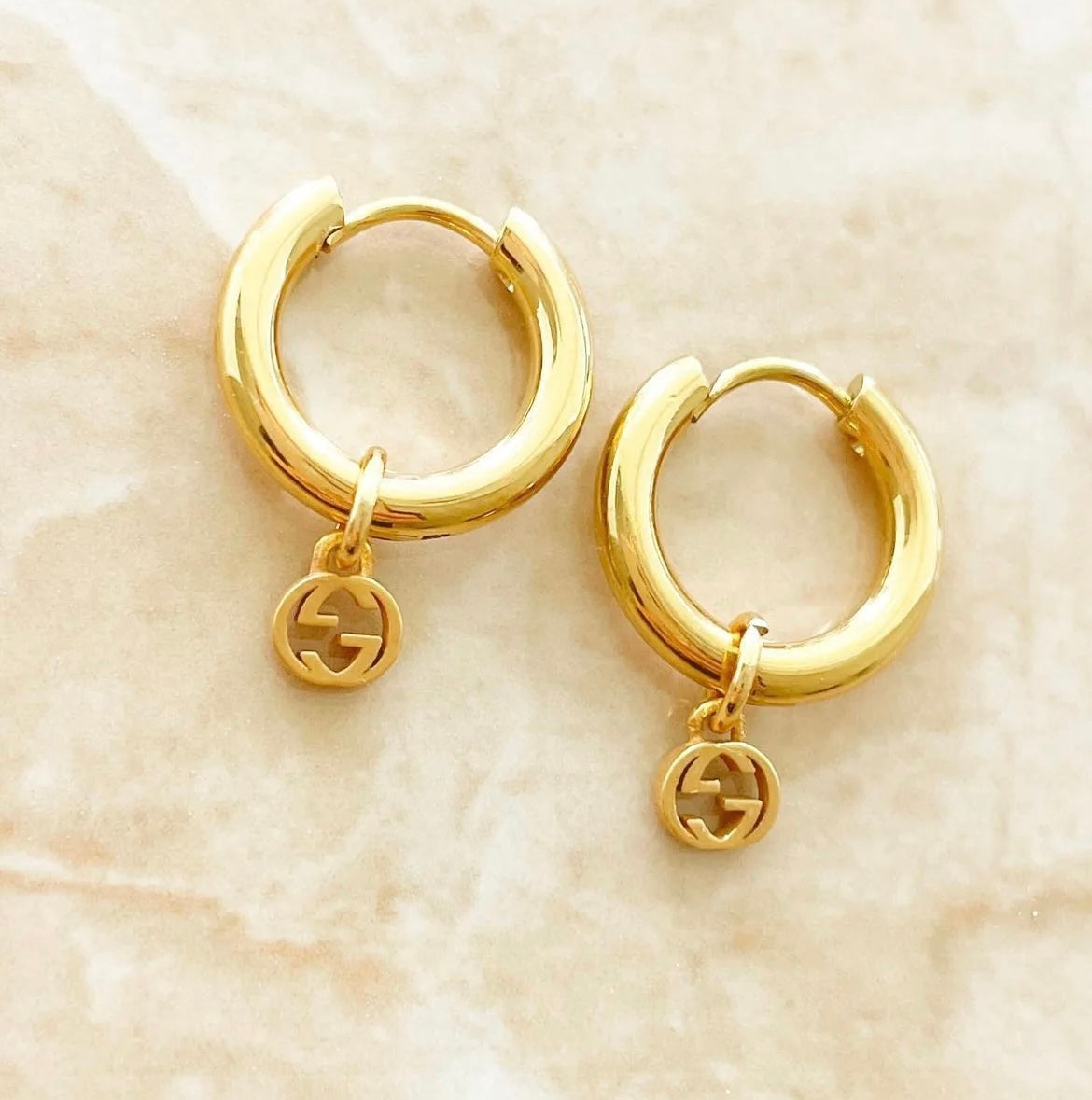 Authentic repurposed Gucci mini logo earrings