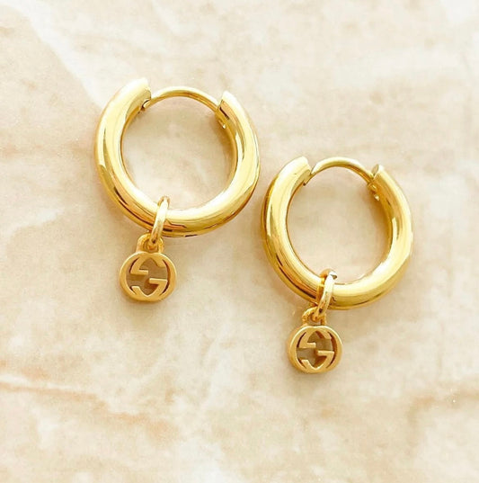 Authentic repurposed Gucci mini logo earrings