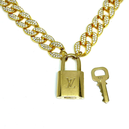 Louis Vuitton Padlock with Rhinestone 'Hip Hop' Necklace