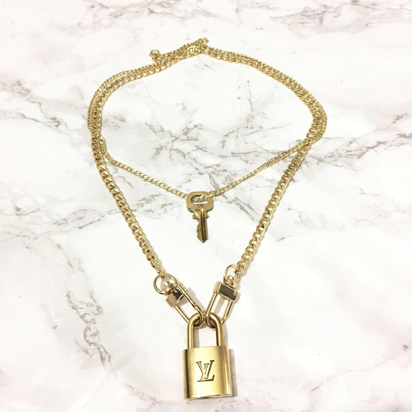 Louis Vuitton Padlock Necklace with Double Chain For Him