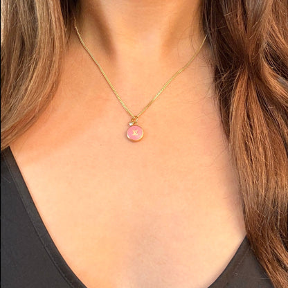 Authentic repurposed Louis Vuitton monogram necklace with crystal charm
