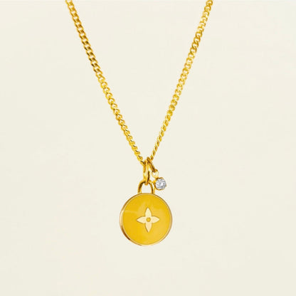 Authentic repurposed Louis Vuitton monogram necklace with crystal charm