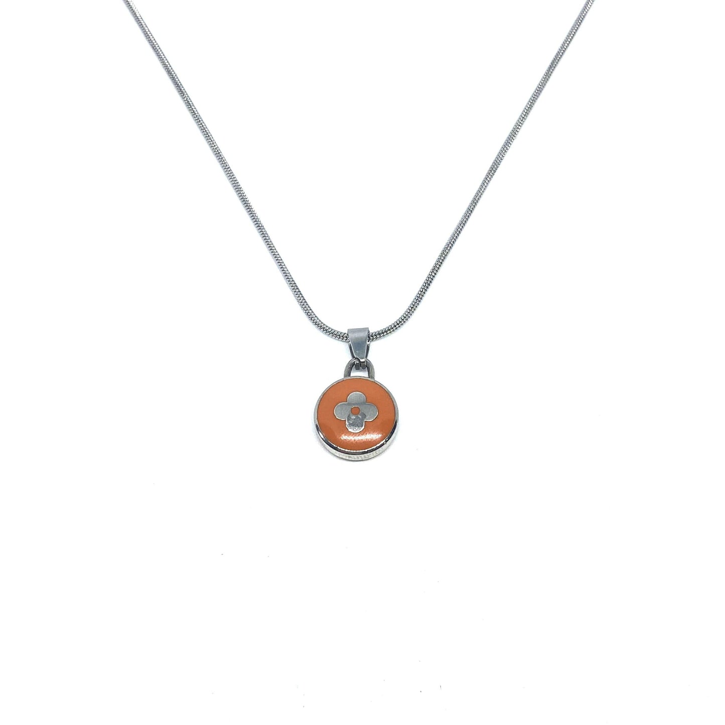 Authentic Louis Vuitton Orange Pendant Reworked Necklace
