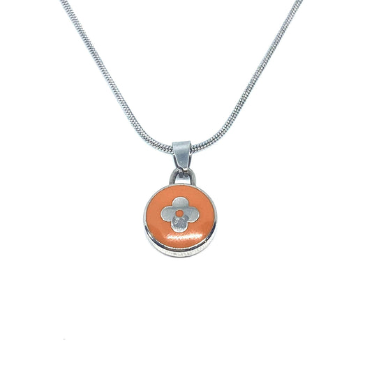 Authentic Louis Vuitton Orange Pendant Reworked Necklace