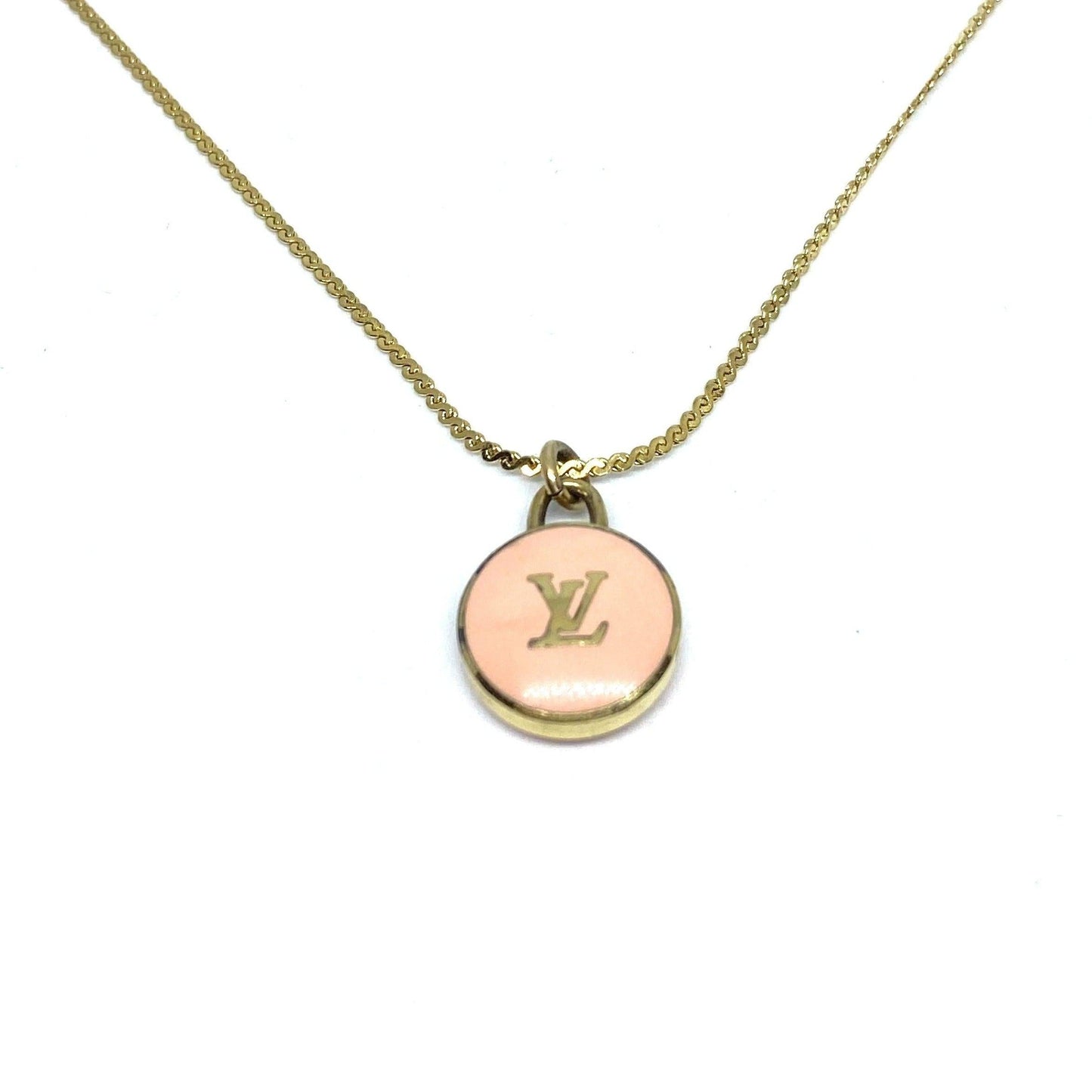 Authentic Louis Vuitton Logo Peach Pendant- Necklace