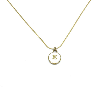 Authentic Louis Vuitton Logo White Pendant- Necklace