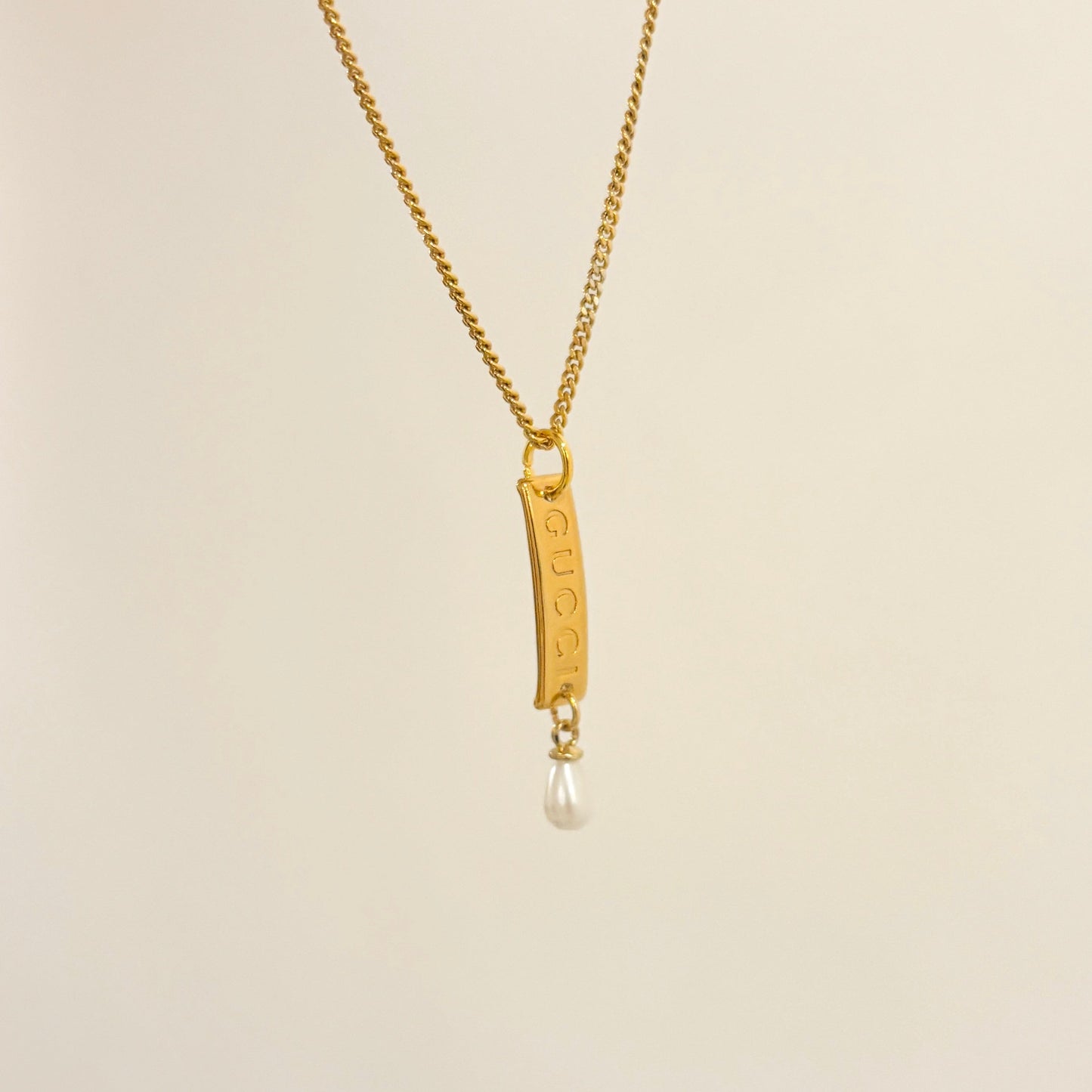 Authentic repurposed Gucci engraved necklace