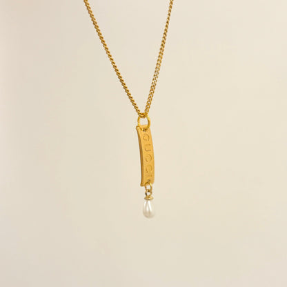 Authentic repurposed Gucci engraved necklace