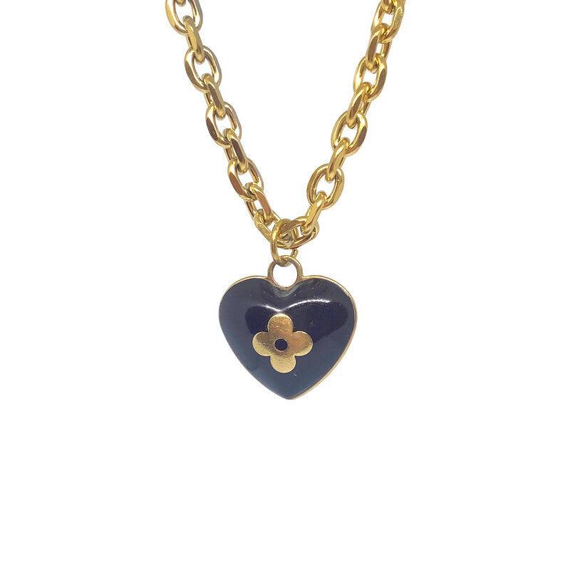 Authentic Louis Vuitton Mini Coeur Black Charm- Reworked Necklace