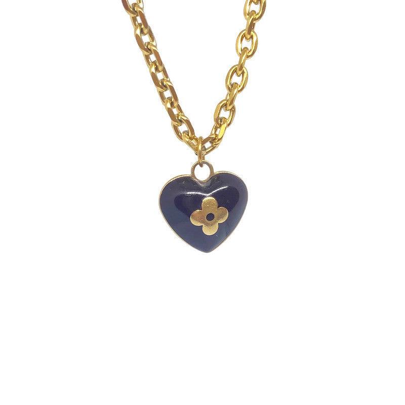 Authentic Louis Vuitton Mini Coeur Black Charm- Reworked Necklace