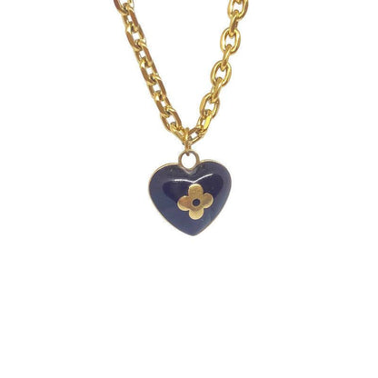 Authentic Louis Vuitton Mini Coeur Black Charm- Reworked Necklace