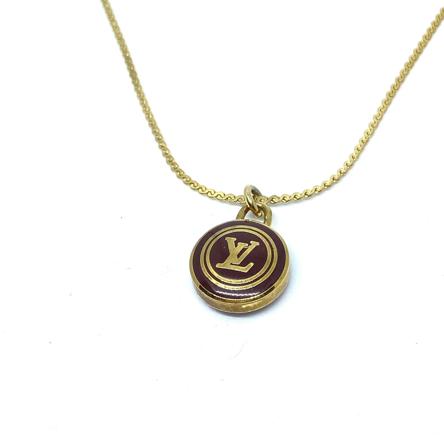 Authentic Louis Vuitton Nude Logo Chocolate Pendant Necklace