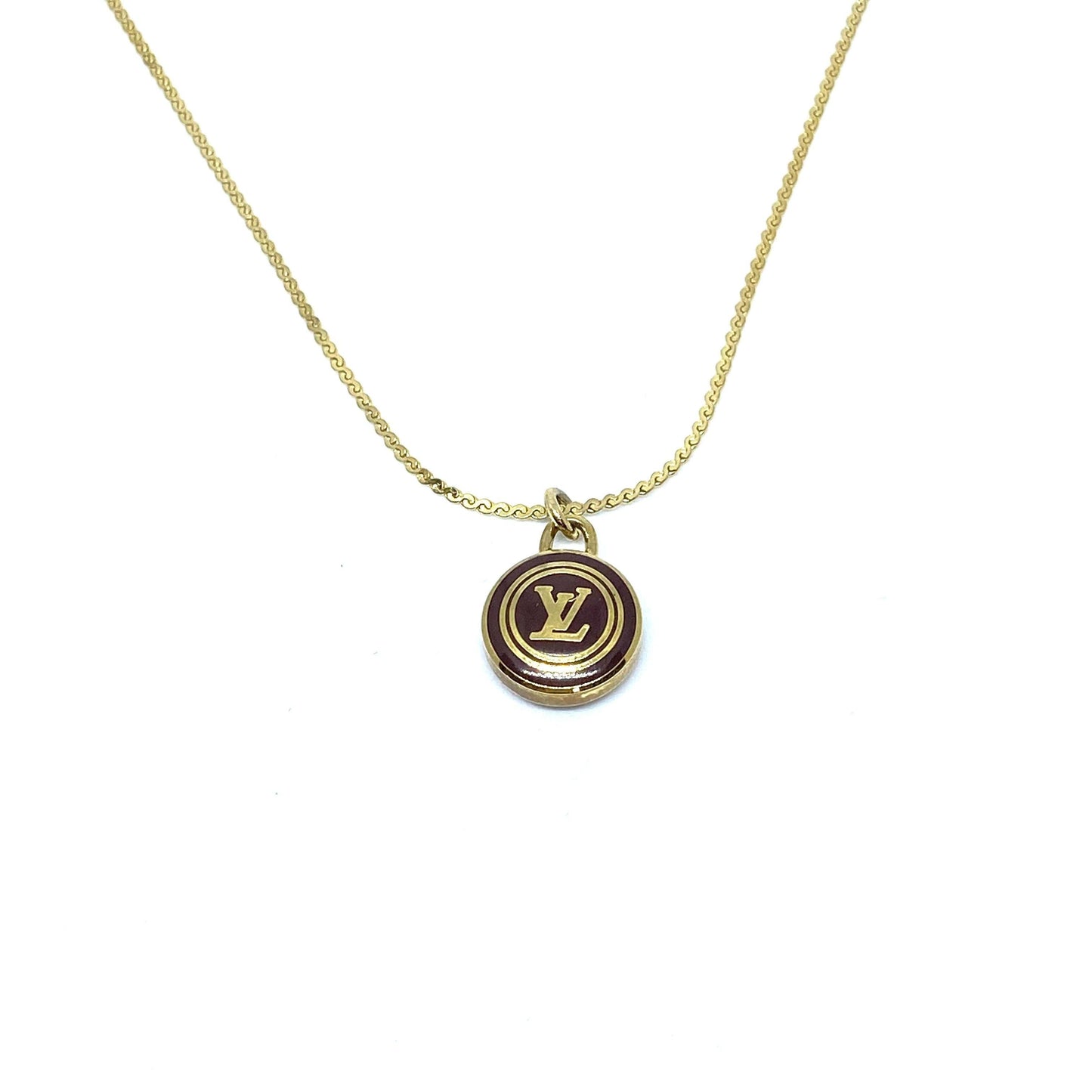 Authentic Louis Vuitton Nude Logo Chocolate Pendant Necklace
