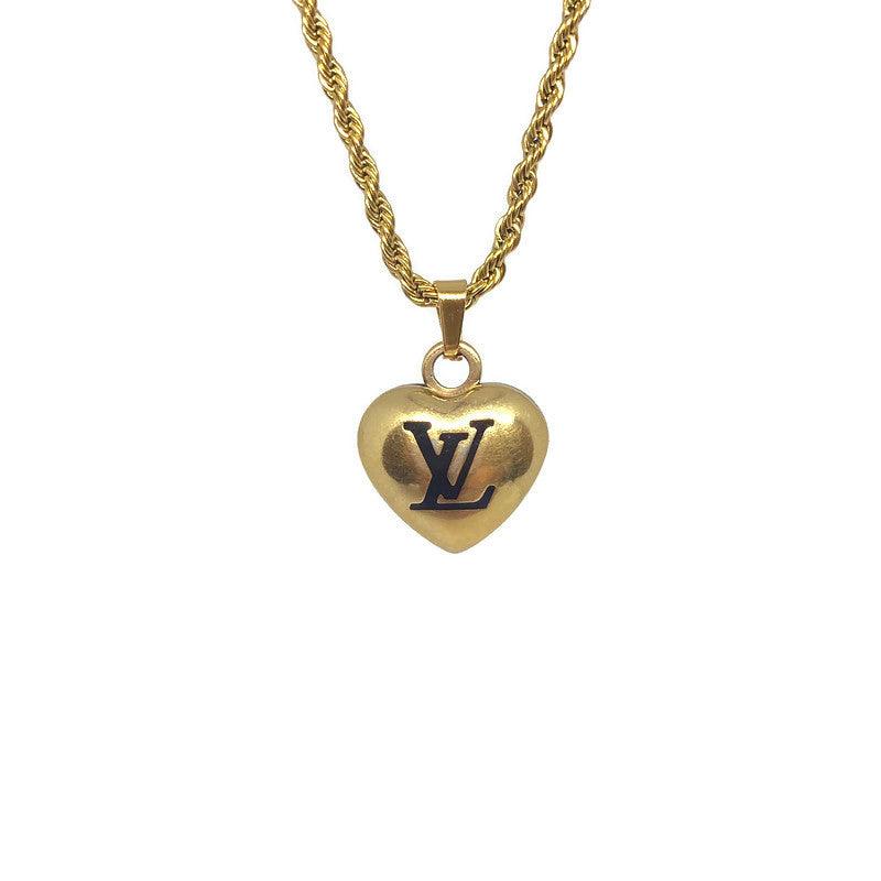 Authentic Louis Vuitton  Black Heart Charm- Reworked Necklace