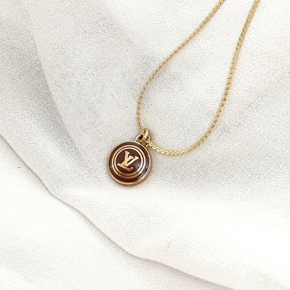 Authentic Louis Vuitton Nude Logo Chocolate Pendant Necklace