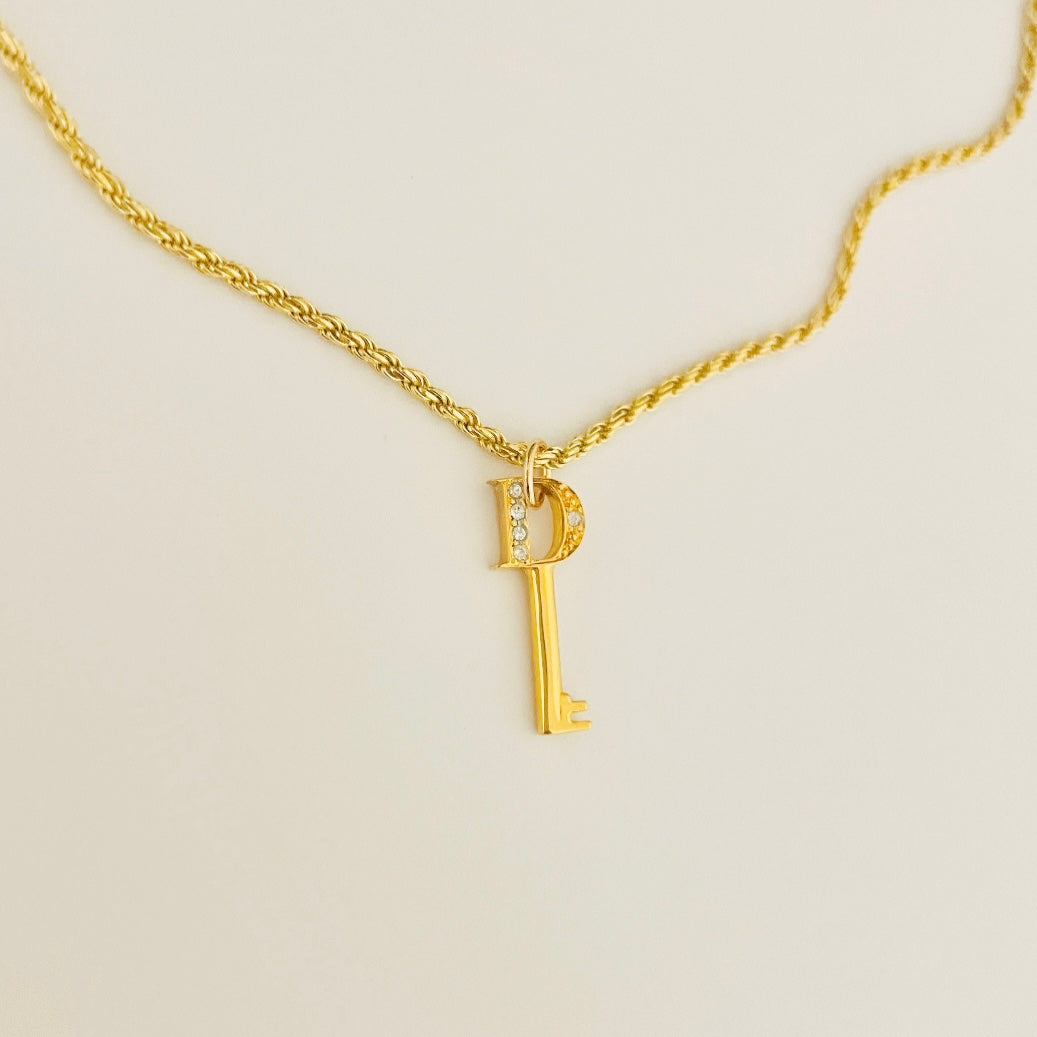 Authentic repurposed Dior key necklace