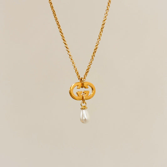 Authentic repurposed Gucci logo necklace