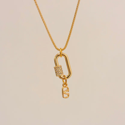 Authentic repurposed Valentino logo crystal necklace