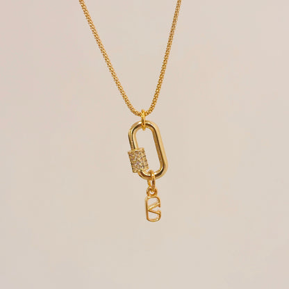 Authentic repurposed Valentino logo crystal necklace