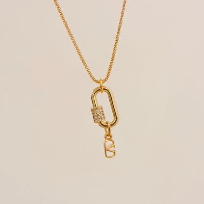Authentic repurposed Valentino logo crystal necklace