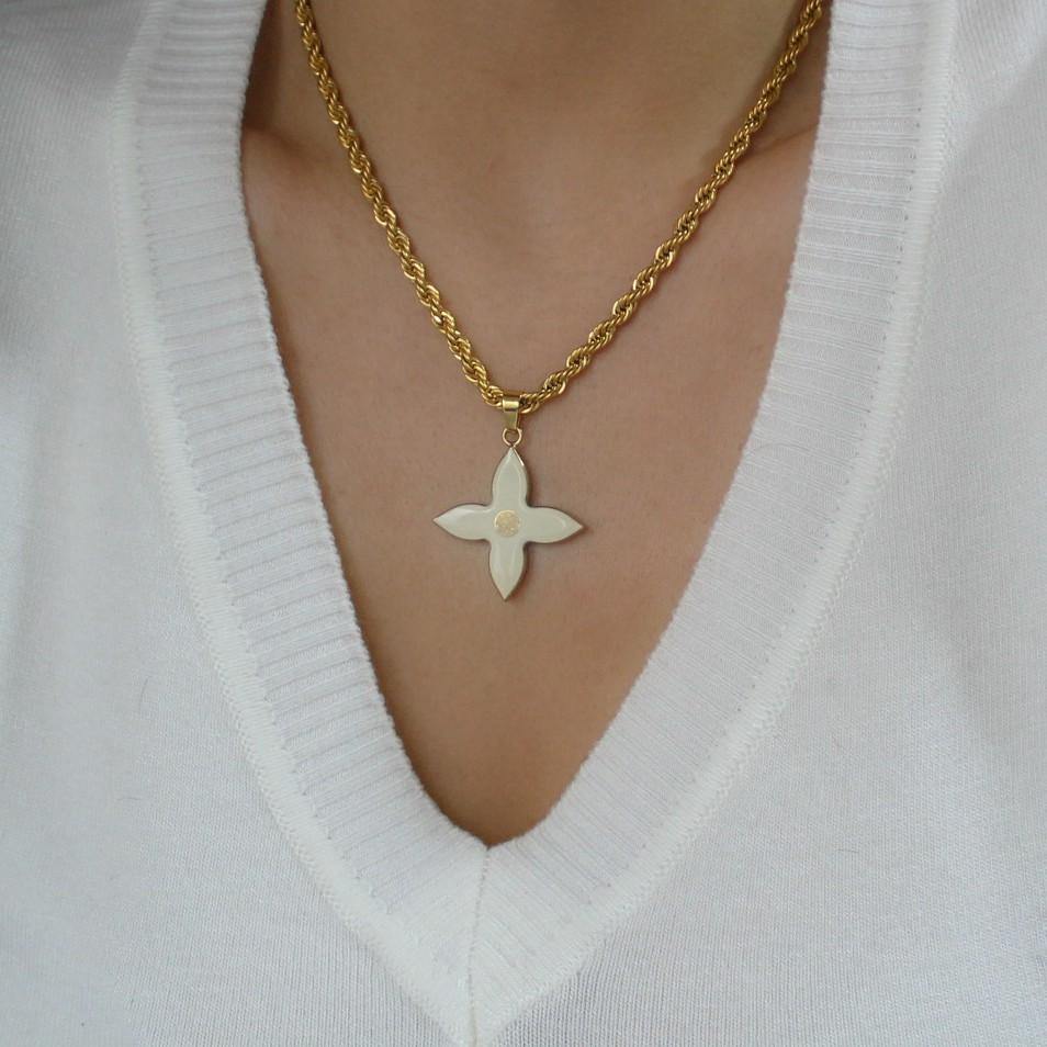 Authentic Louis Vuitton White Pendant- Two Necklace