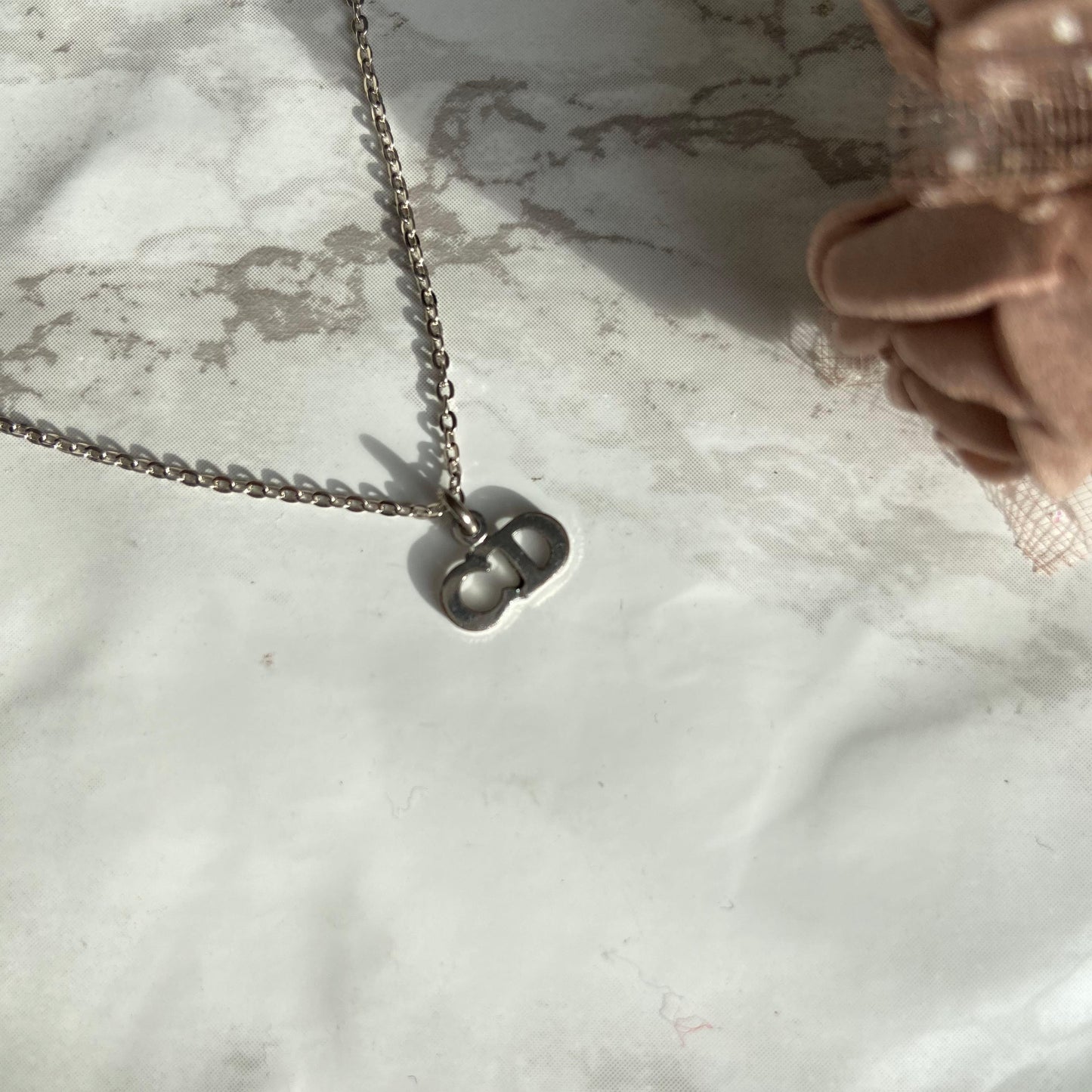 Authtentic Dior Silver mini tag C.D  Reworked Necklace