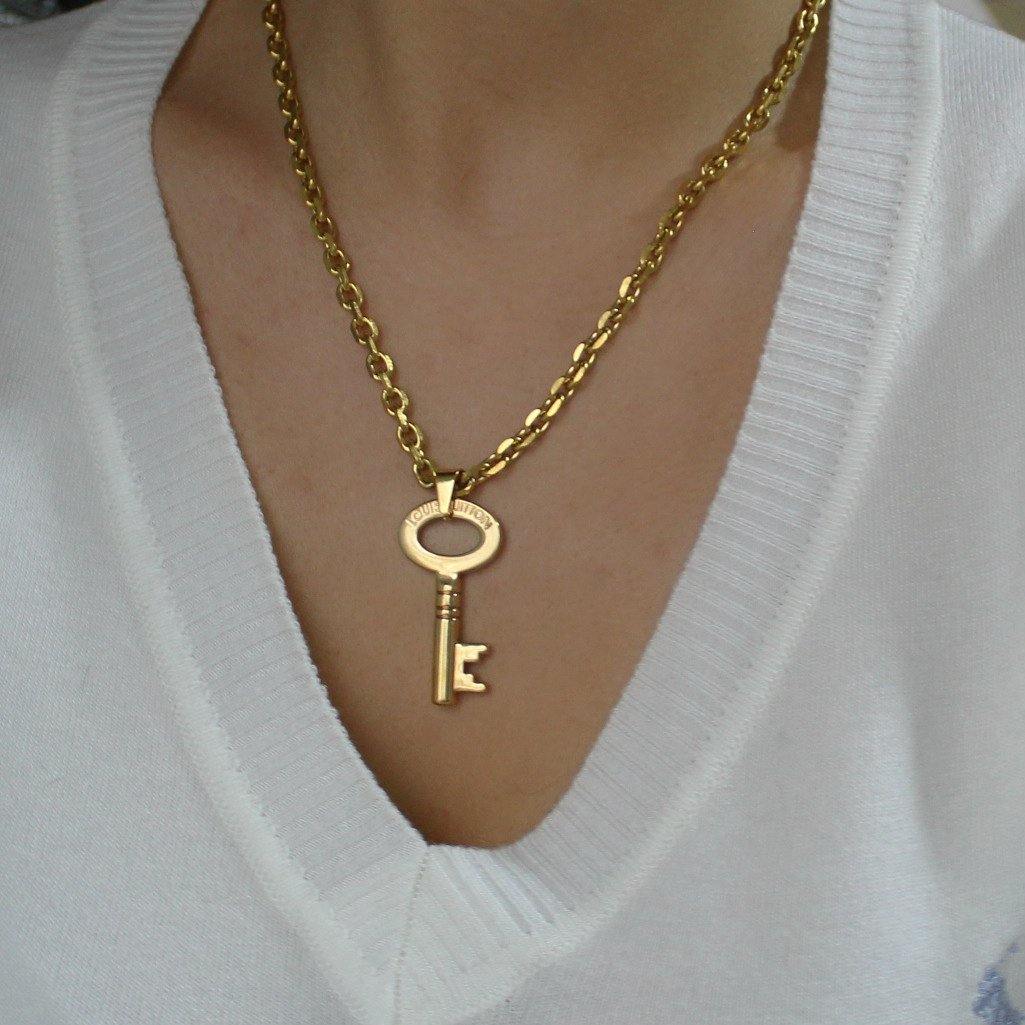 Authentic Louis Vuitton Key Pendant Reworked Necklace