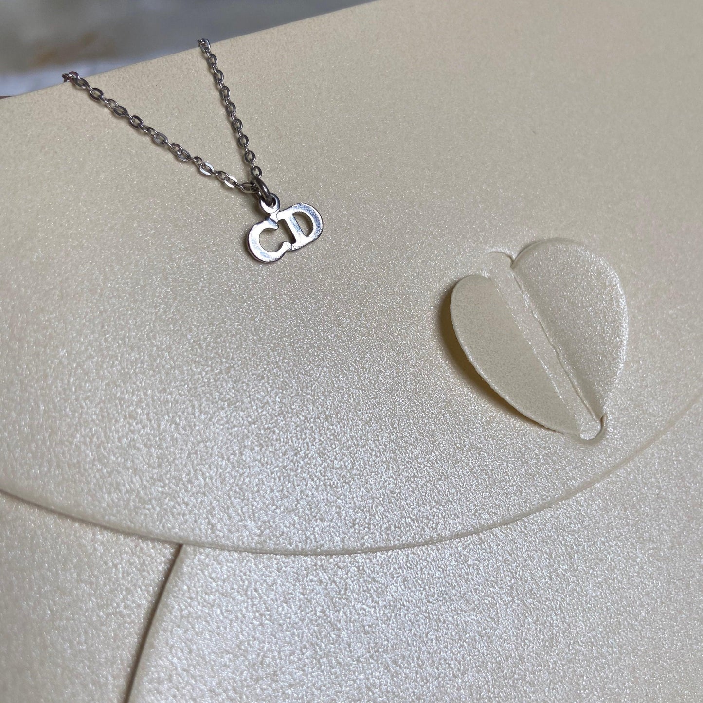 Authtentic Dior Silver mini tag C.D  Reworked Necklace