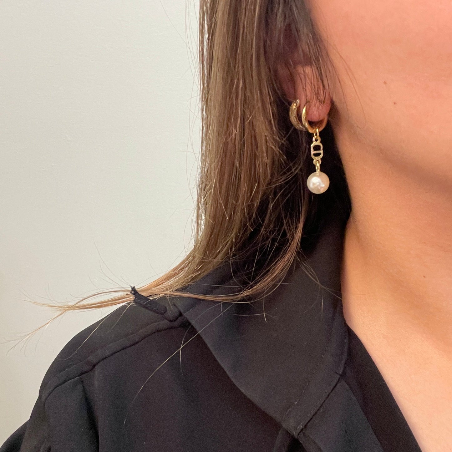 Authentic repurposed Dior CD earrings